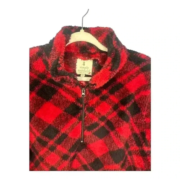 Simply Southern Red/Black Plaid Quarter Zip Sherpa, XL - Picture 5 of 7